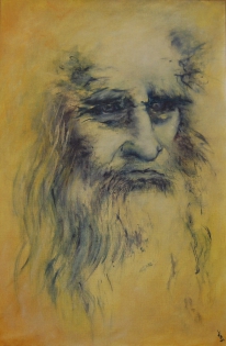 tableau portrait de De vinci d'Estelle Darve Leonardo Da Vinci,
Oil on canvas paper, 50 x 65