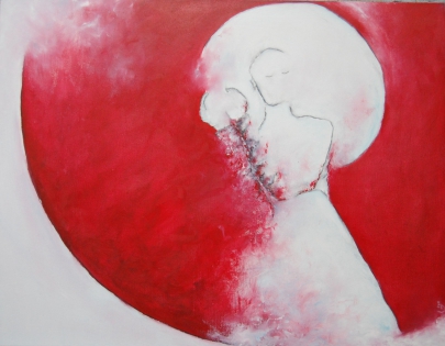 danse butô, peinture danseur, lune rouge Moon spirit,
Oil on card stock, 43 x 56