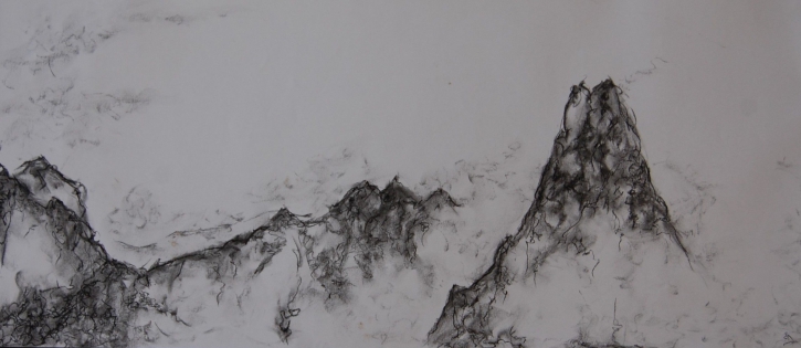 montagne,dessin fusain Fusain et pierre noire