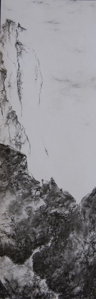montagne, dessin fusain Fusain et pierre noire