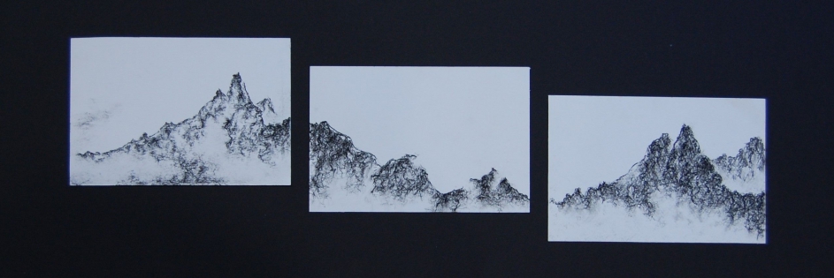 paysage,montagne,dessin Charcoal and black stone