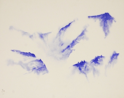 Aquarelle montagne dans la brume, monochrome bleu "Brume"
Aquarelle, 20 x 30
80€