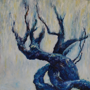 Peinture glycine, tableau bleu de prusse Glycine
Oil on cardboard, 60 x 60