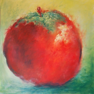 Tableau pomme, peinture huile verte et rouge, nature morte "Grande pomme"
Peinture acrylique sur papier, encadrée, 71.5 x 71.5
160€