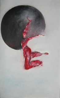 Peinture danseuse, tableau danse, femme rouge et lune noire "Envol"
Peinture à l'huile sur papier cartonné encadrée, 37 x 60
150€