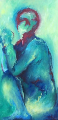 peinture danseur butô d'Estelle Darve,  peinture à l'huile figurative 