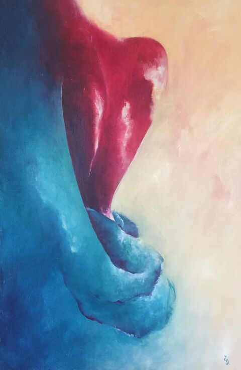 Tableau nu femme d'Estelle Darve, peinture à l'huile figurative "Rouge carmin 2"
Peinture nu féminin rouge et vert
huile sur toile encollée sur du médium, 40 x 60
320€