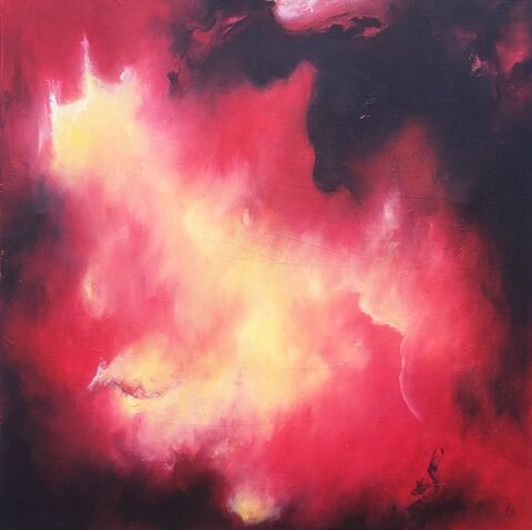 peinture abstraite, clair obscur, ciel, cosmos, tableau d'Estelle Darve 